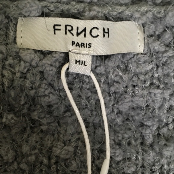 FRNCH Paris gray cardigan sweater fuzzy eyelash longline pockets smash n… - Picture 7 of 8